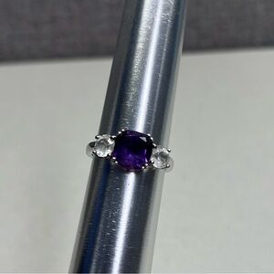 Amethyst & White Topaz Sterling Silver Ring